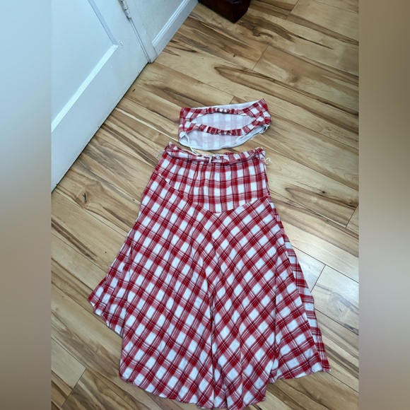 NWT Free People “After You” Set — Cropped Top + Maxi Skirt Red Plaid - Picture 7 of 7